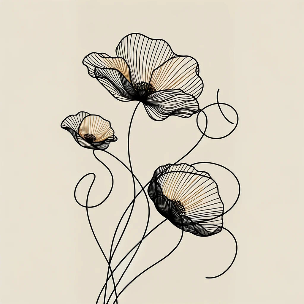 Golden Noir Poppies Cotton Cushion