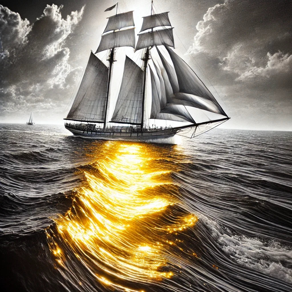 Golden Reflection Sailboat Canvas