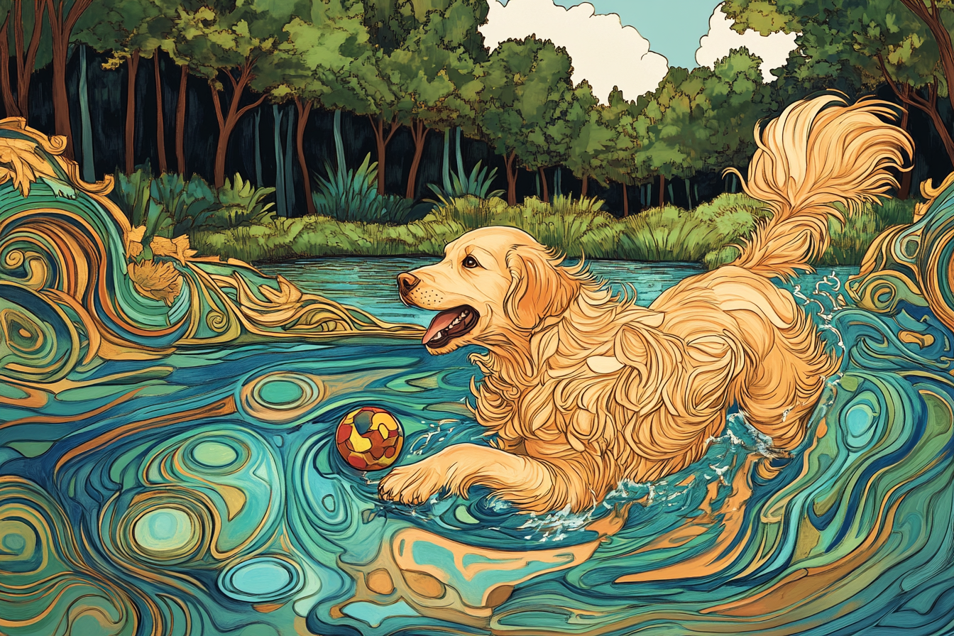 Golden Retriever Lakeside Canvas