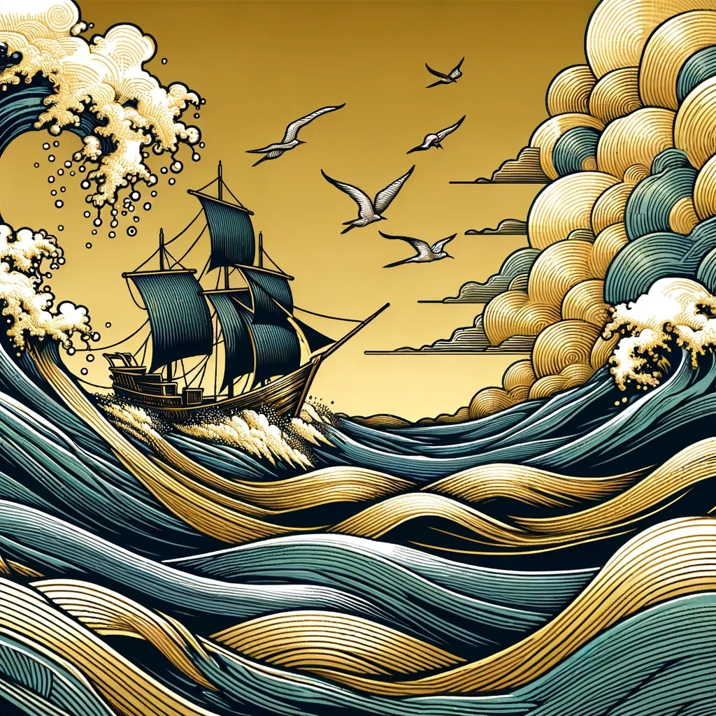 Golden Seascape Voyage Canvas