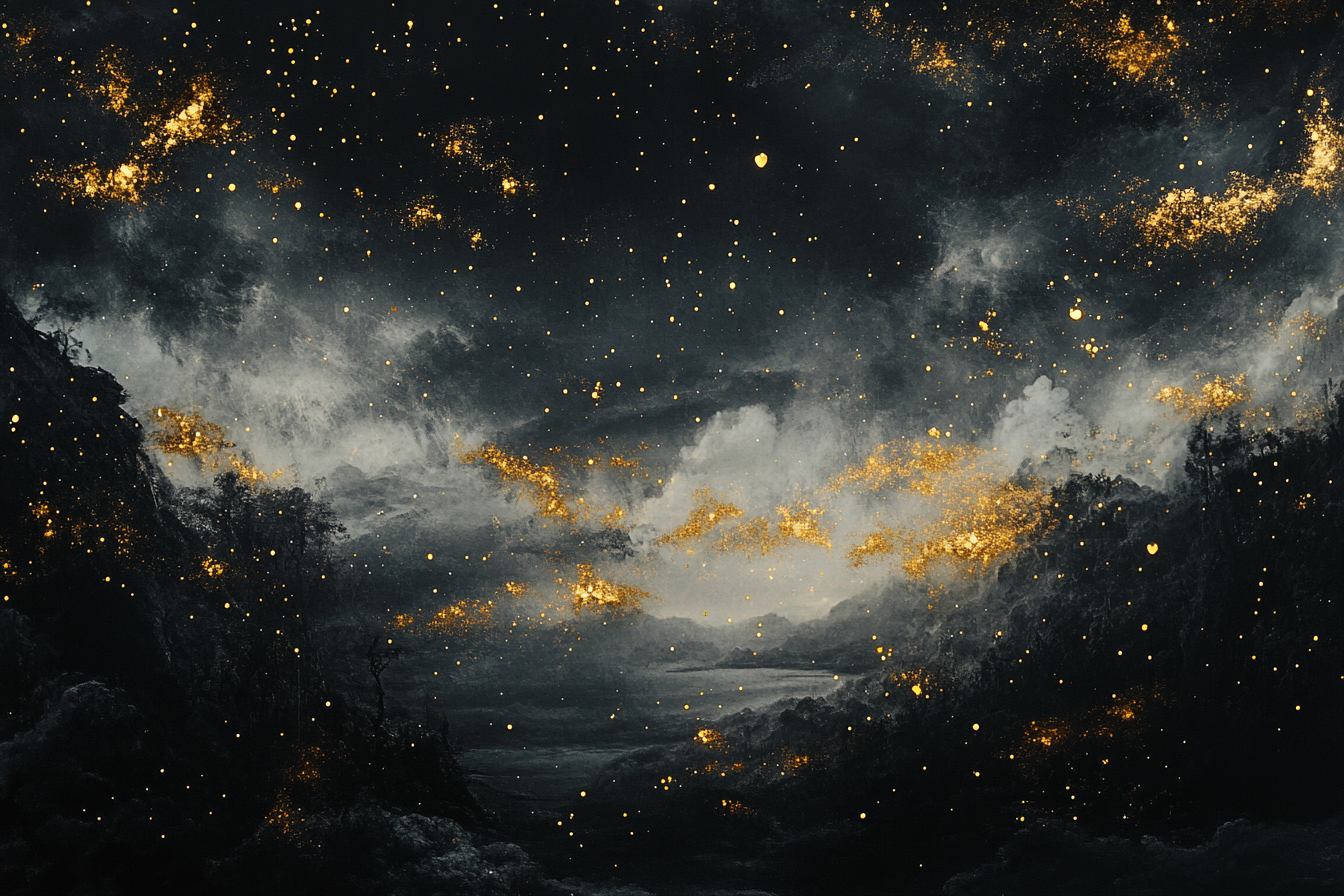 Golden Stars on Shadowed Canvas