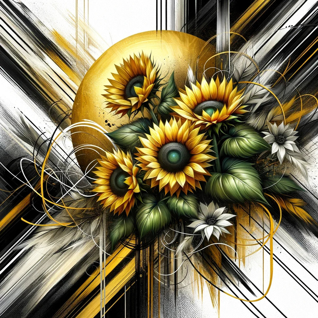 Golden Sunflower Abstract Cotton Cushion