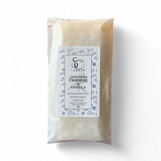 Golden Cashmere & Vanilla — Odour Eliminating Wax Melt Snap Bar (40g)
