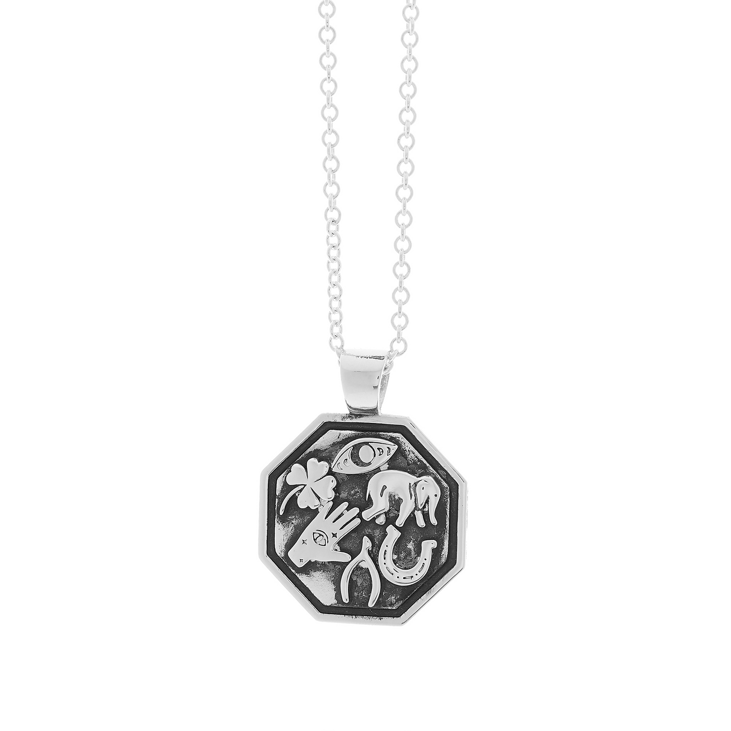 Good Luck Symbols Personalised Silver Necklace