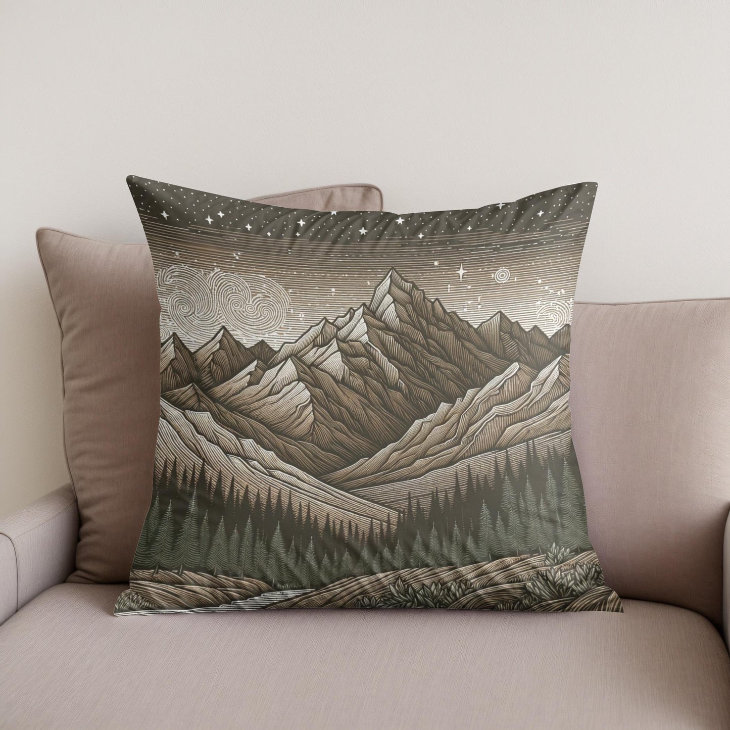 Midnight Mountain Cotton Cushion
