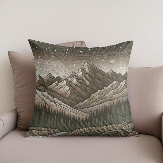 Midnight Mountain Cotton Cushion