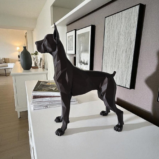 Sculpture #36 | Low-Poly Great Dane Statue | Modern Geometric Dog Sculpture