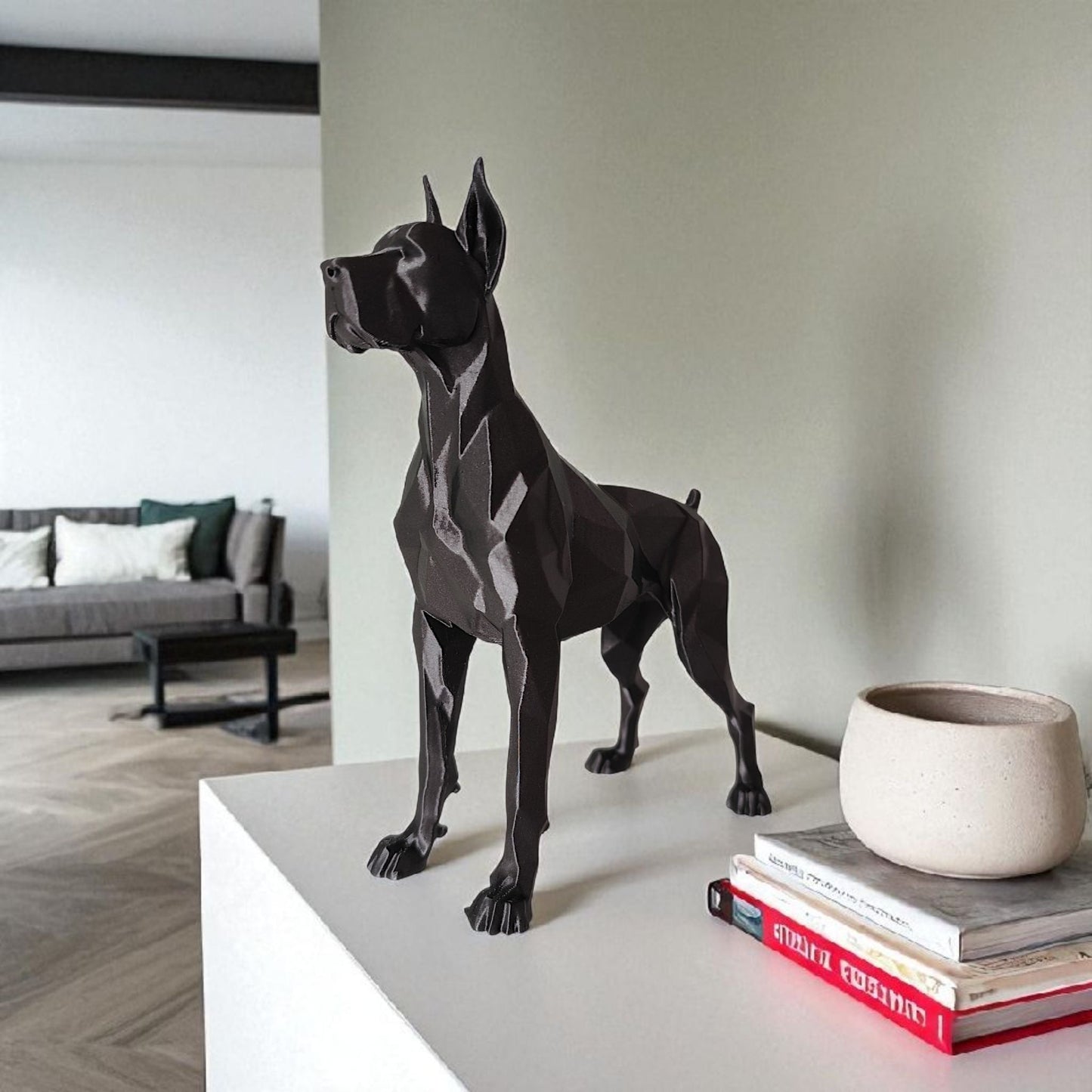Sculpture #36 | Low-Poly Great Dane Statue | Modern Geometric Dog Sculpture