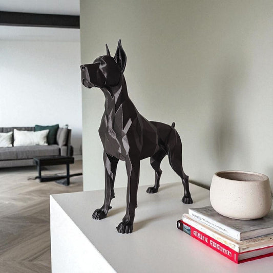 Sculpture #36 | Low-Poly Great Dane Statue | Modern Geometric Dog Sculpture