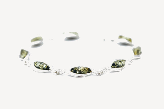 Green Wave Amber Link Bracelet
