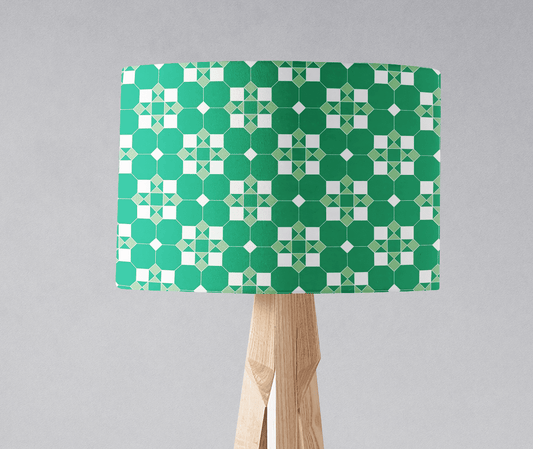 Green and White Geometric Tiles Design Lampshade, Ceiling or Table Lamp Shade