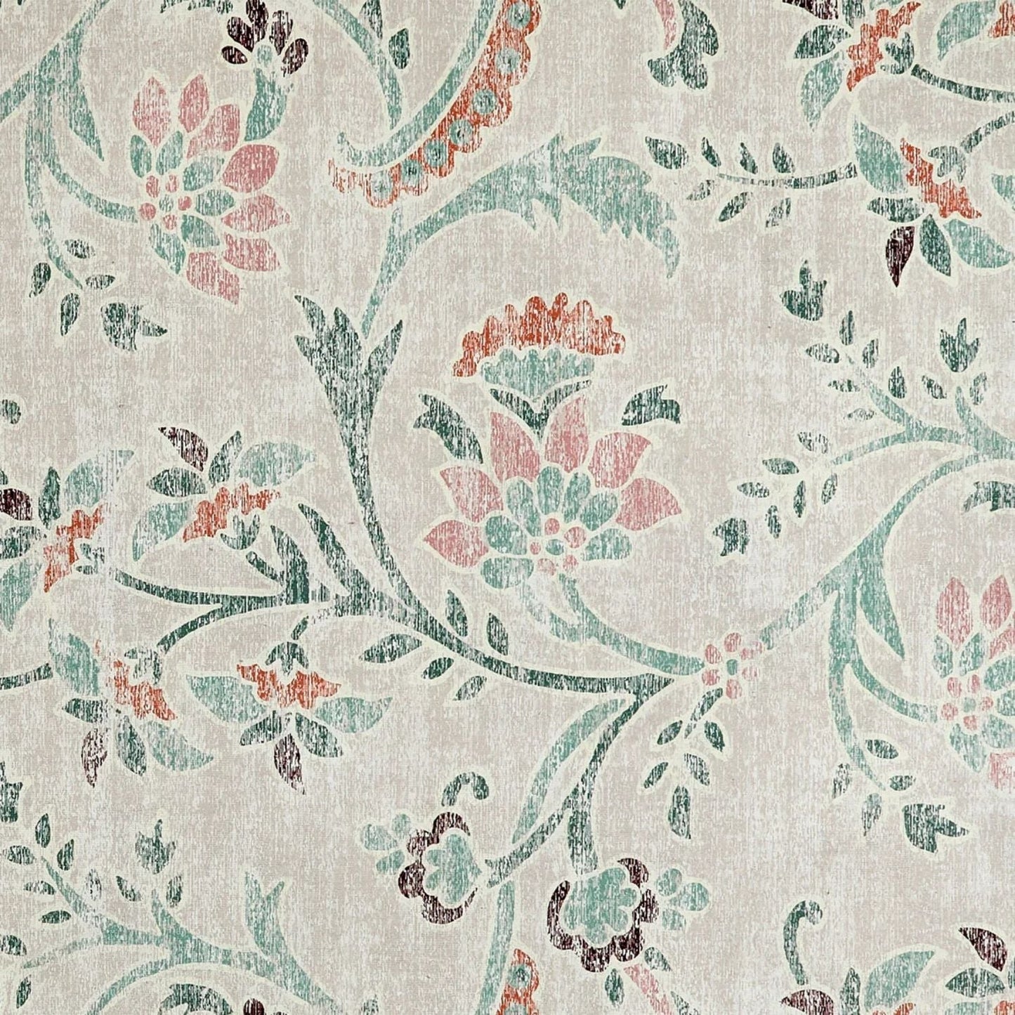 Eco-Washable Green Rug Floral Design