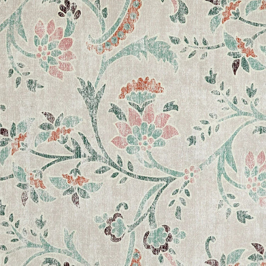 Eco-Washable Green Rug Floral Design