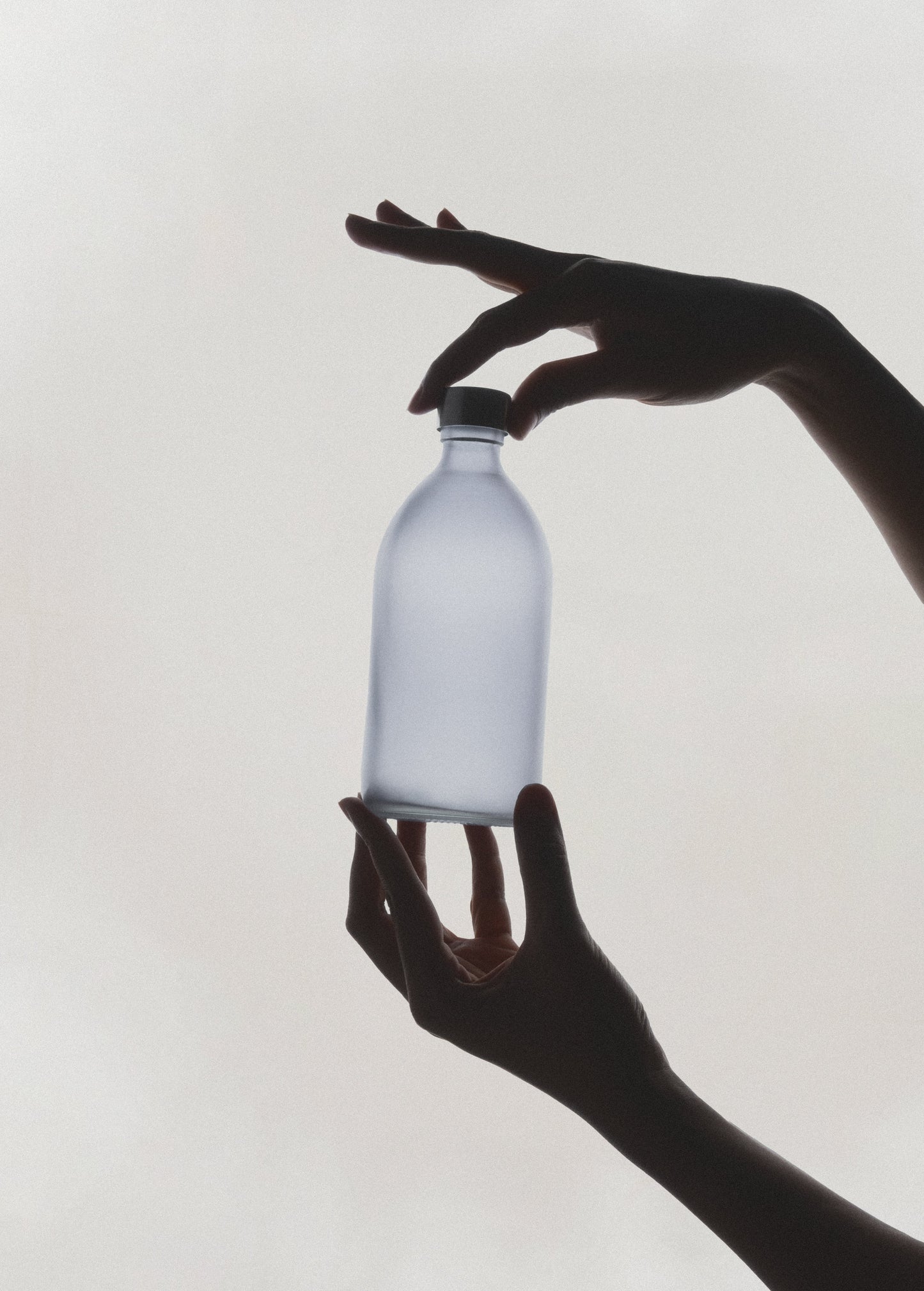 Frosted Grey Bottle and Metal Cap