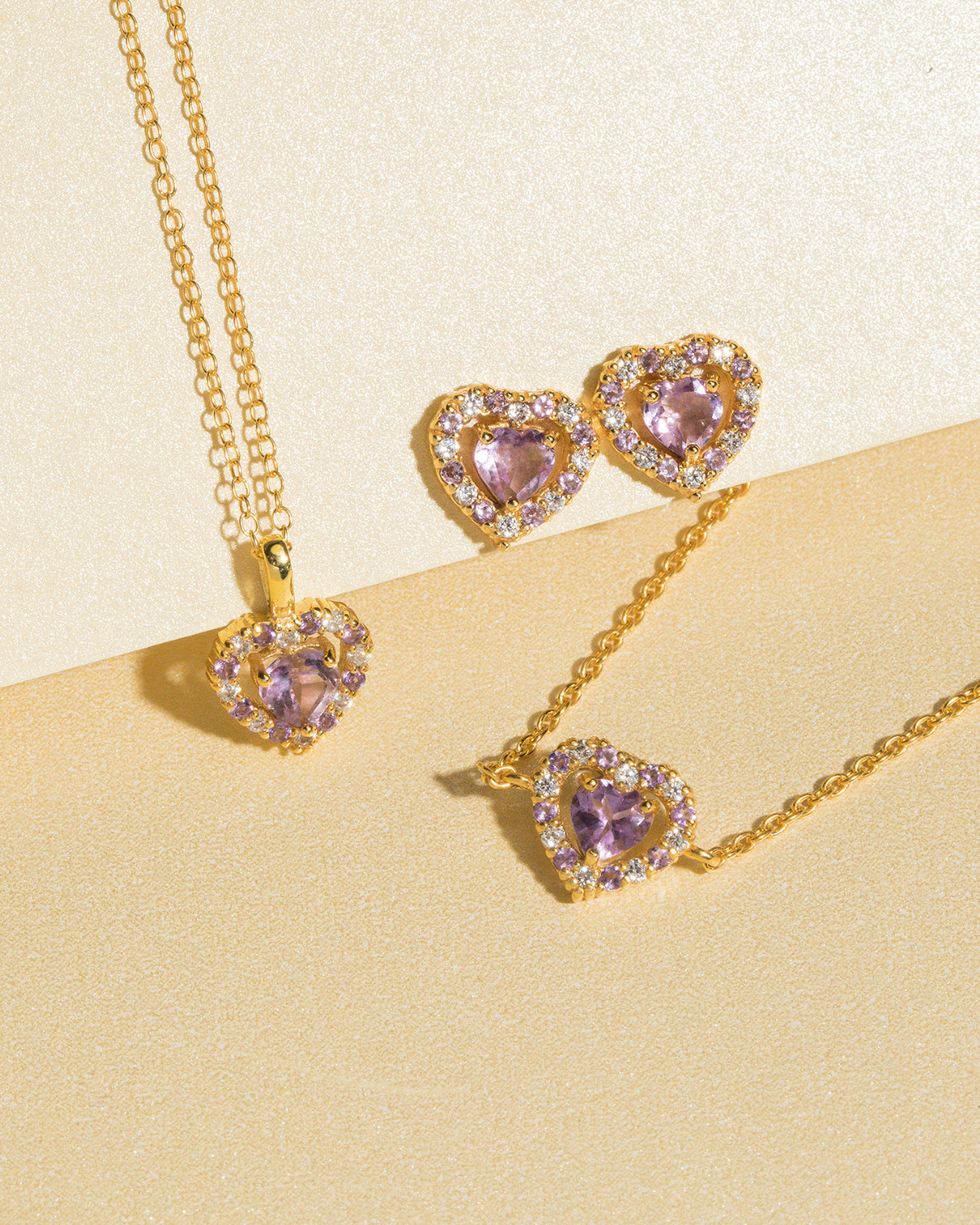 Purple Heart Lavender Amethyst Stud Earrings in 18k Gold Vermeil