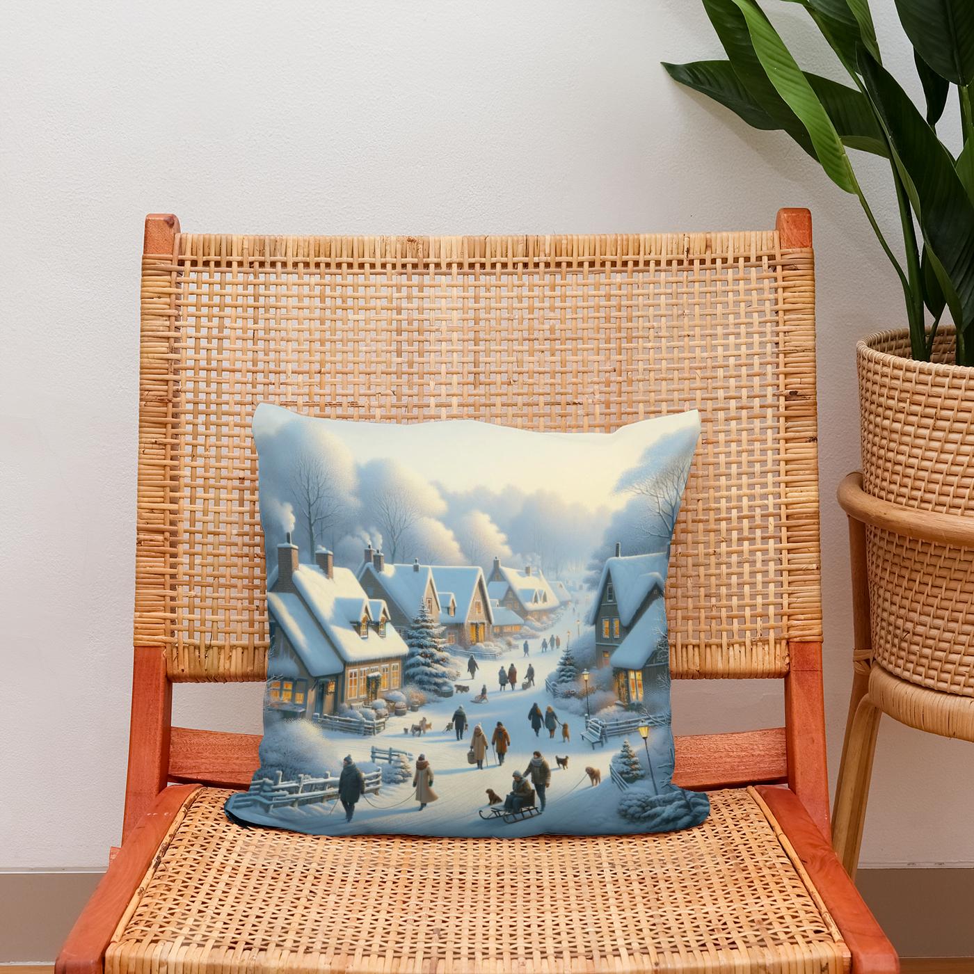 Winter Village Cotton Cushion