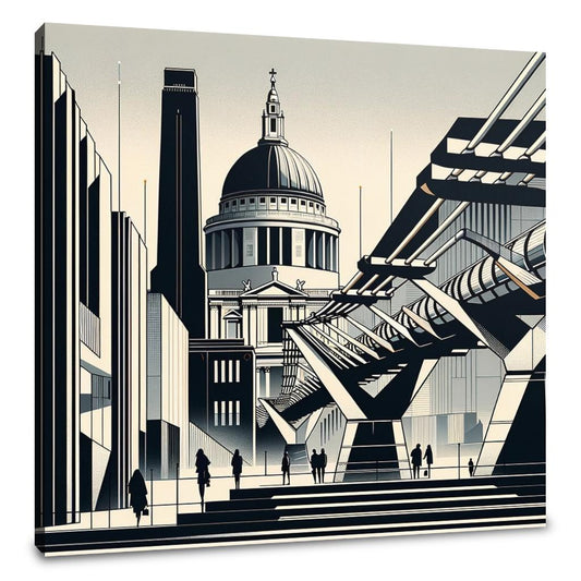 London Tate Modern and Millennium Bridge Modernist Canvas