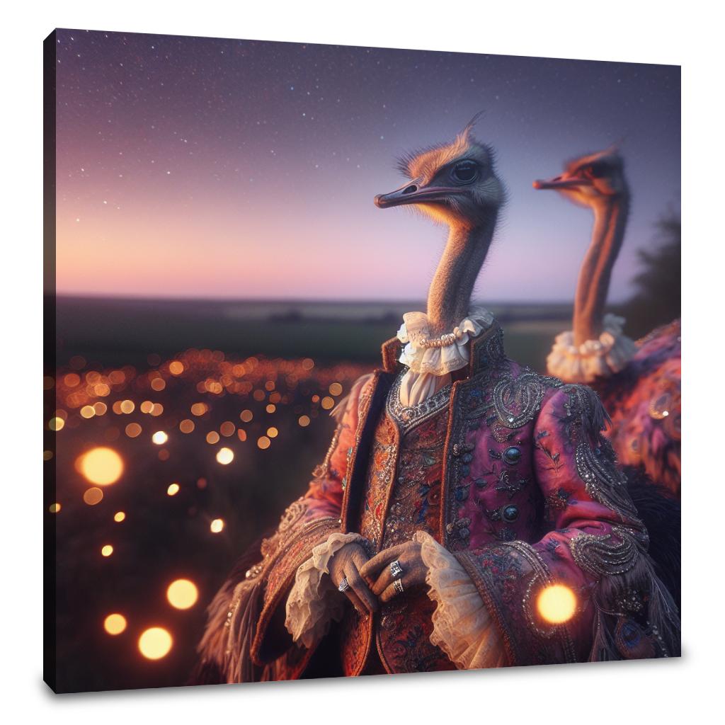 Regal Ostrich Dusk Romance Canvas