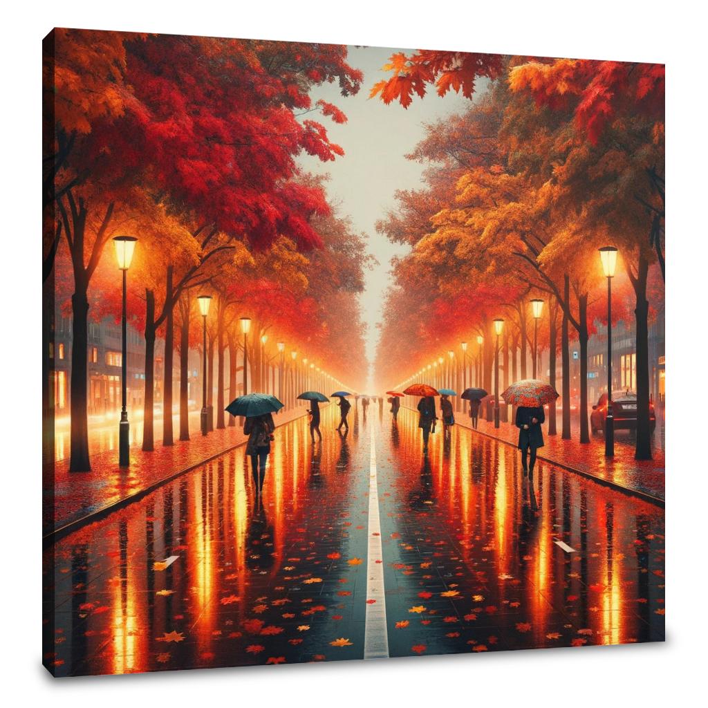 Autumn Rain Reflections Canvas