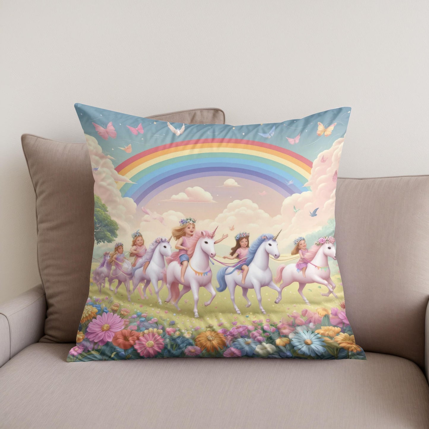 Unicorn Parade Cotton Cushion
