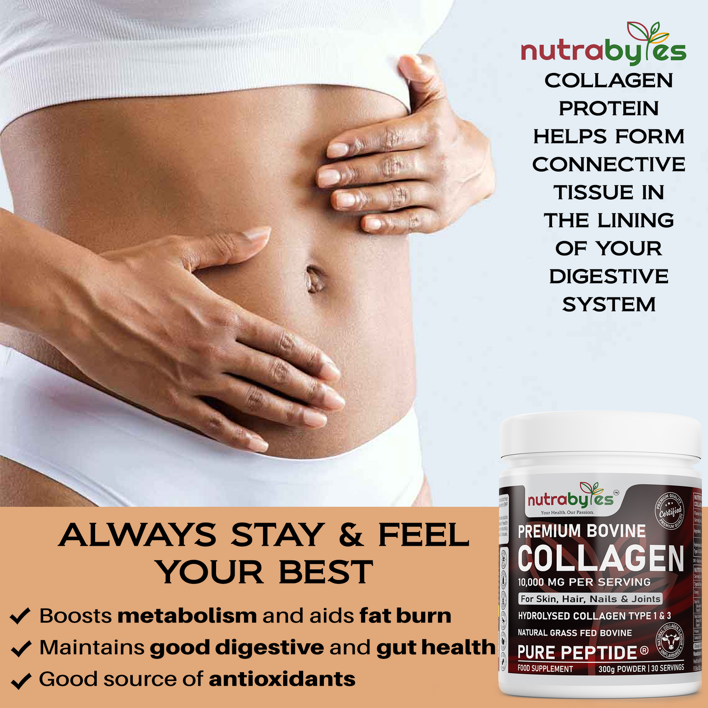 Premium Bovine Collagen Supplement Powder, 10,000 mg Pure Hydrolysed Collagen Peptides, Blended with 19 Amino Acids, Unflavoured Collagen Protein Powder Types 1 and 3, Halal & Kosher