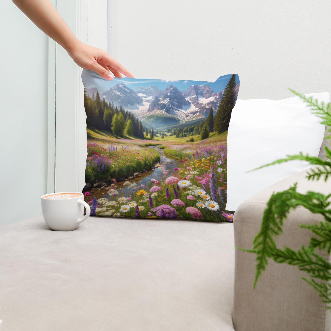 Alpine Meadow Bloom Cotton Cushion