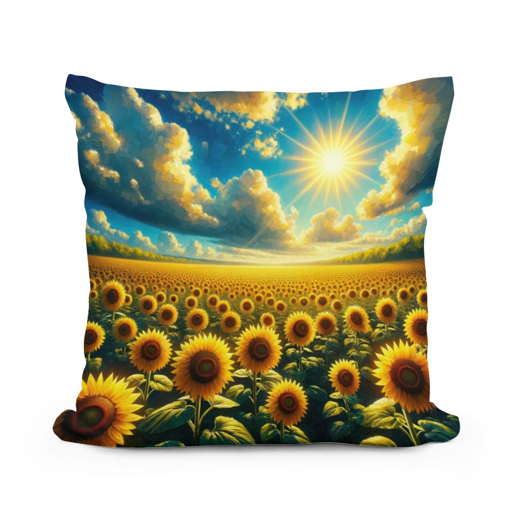 Vibrant Sunflower Glory Cotton Cushion