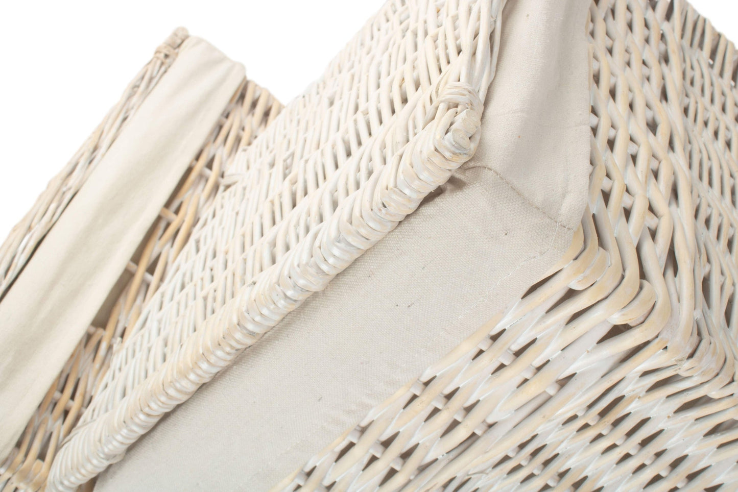 White Wash Willow Square Laundry Hamper with White Lining Set 2
