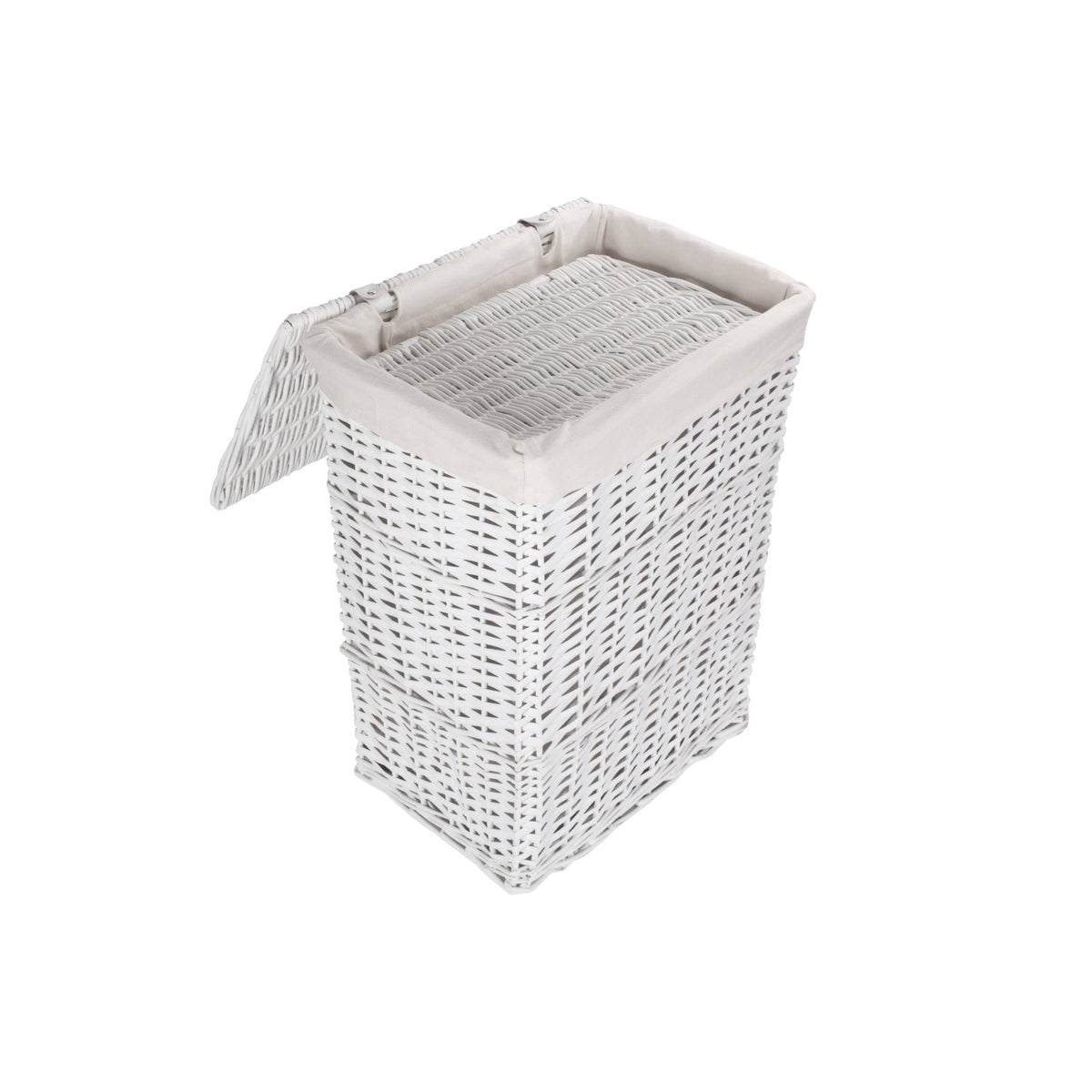 White Wicker Laundry Linen Hamper Basket Set 2