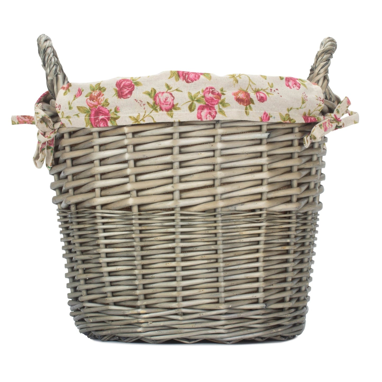 Antique Wash Willow Craft Basket with Garden Rose Lining