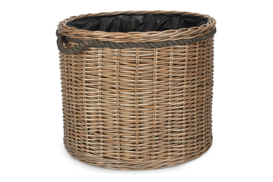 Round Willow Patio Planter With Black Plastic Lining