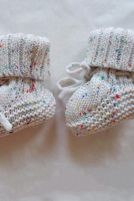 COZY Speckle Knit Booties 100% Cotton