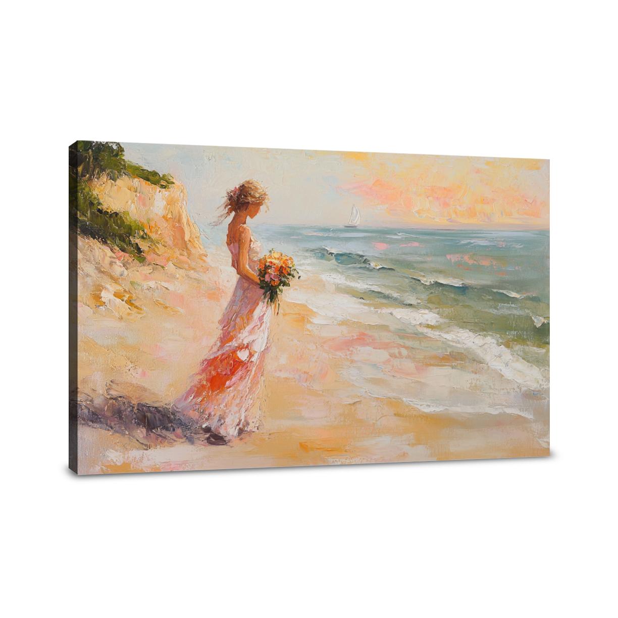 Melancholic Sunrise Shoreline Canvas