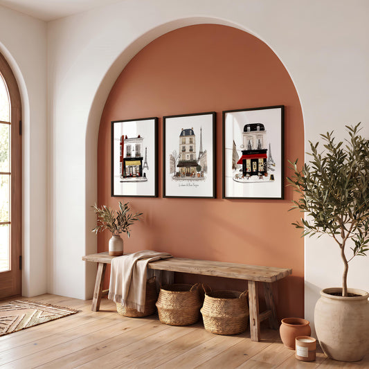Paris Street Scene wallart | "Le charme de l'hiver Parisien" Travel Wall Art Prints | Set of 3
