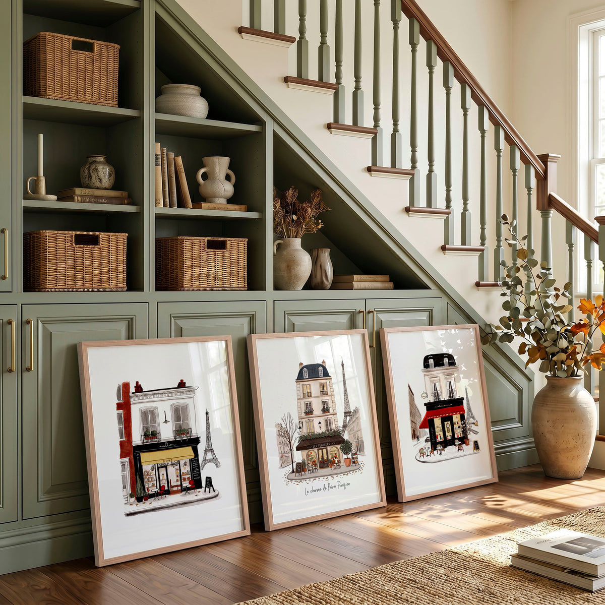 Paris Street Scene wallart | "Le charme de l'hiver Parisien" Travel Wall Art Prints | Set of 3