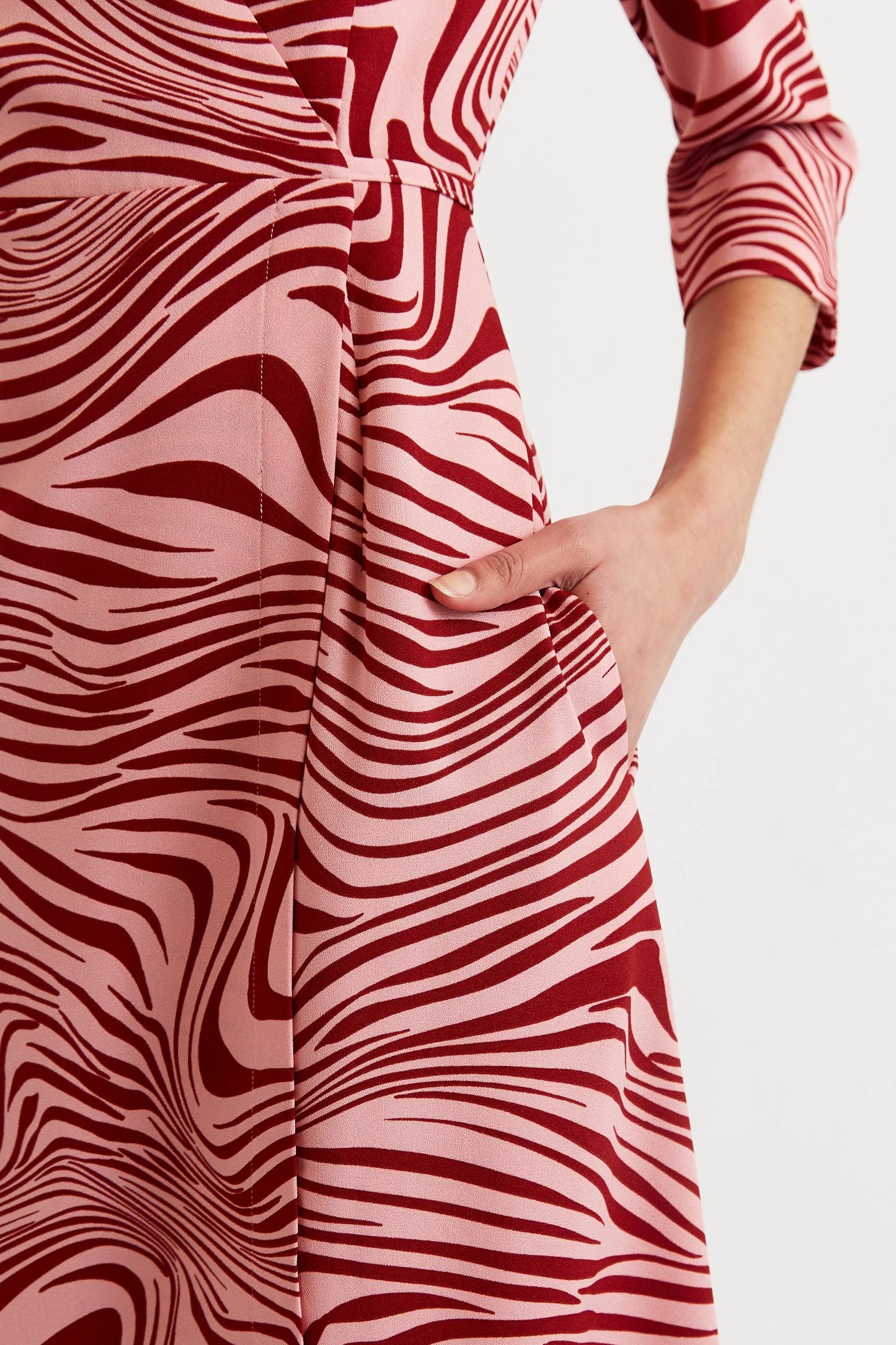 Haden Zebra Pop Print Midi Wrap Dress - Pink