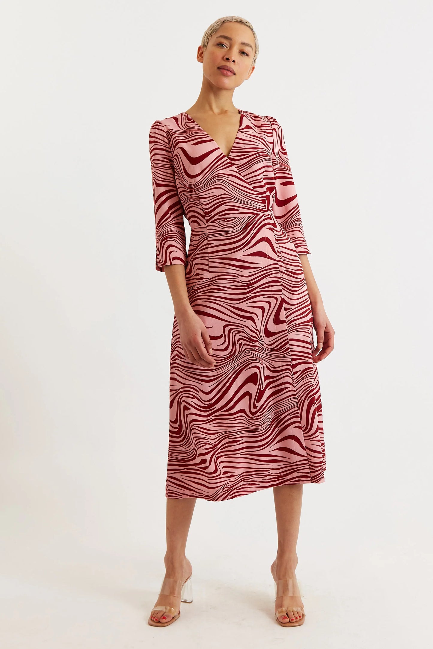 Haden Zebra Pop Print Midi Wrap Dress - Pink