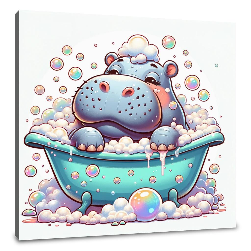 Hippo's Bubble Delight Canvas