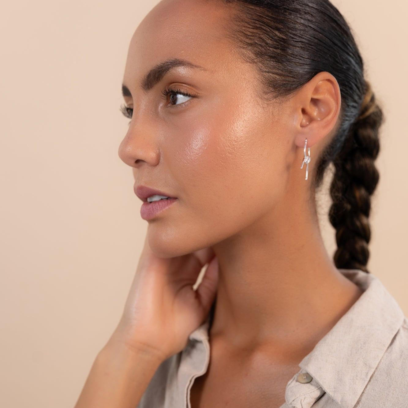 Silver Knotted Hoop Earrings