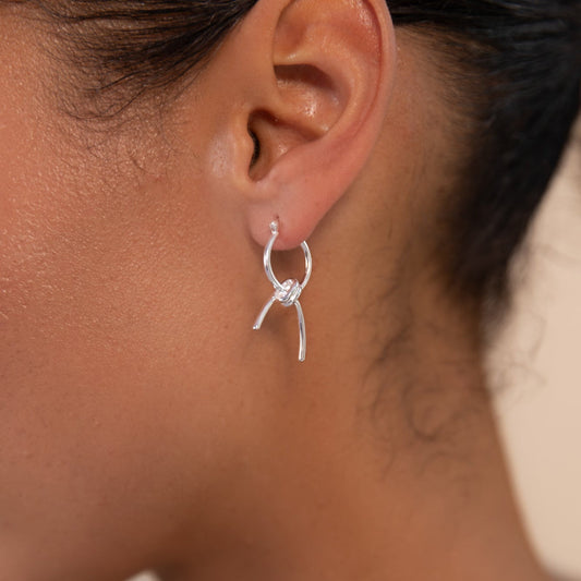 Silver Knotted Hoop Earrings