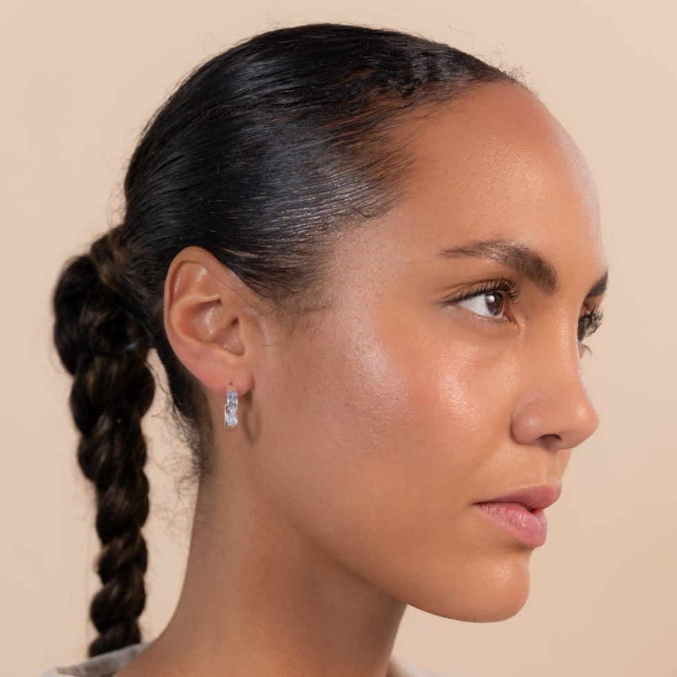 Silver Organic Crescent Hoop Earrings