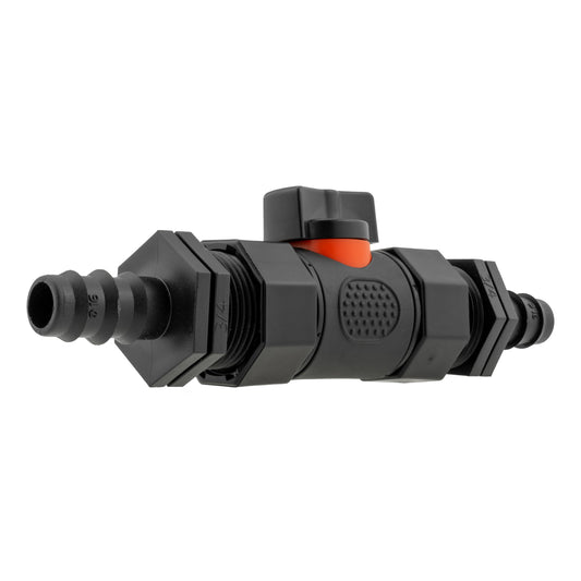 In-Line BSPF Valve with 2 x 16mm Barbed Straight Connectors
