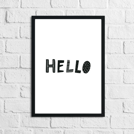 Scandinavian Hello Word Children's Nursery Bedroom Wall Decor Print
