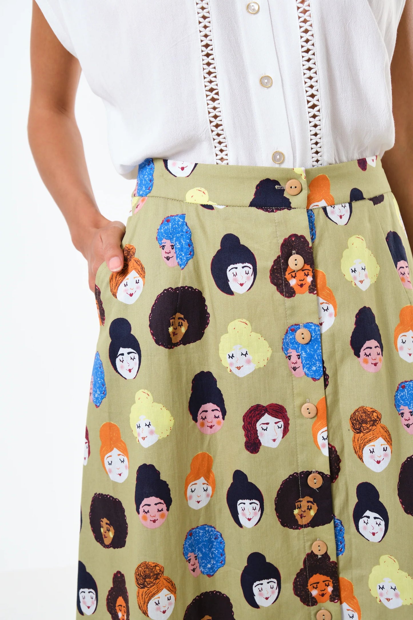 Hestia Besties Print Midi Skirt