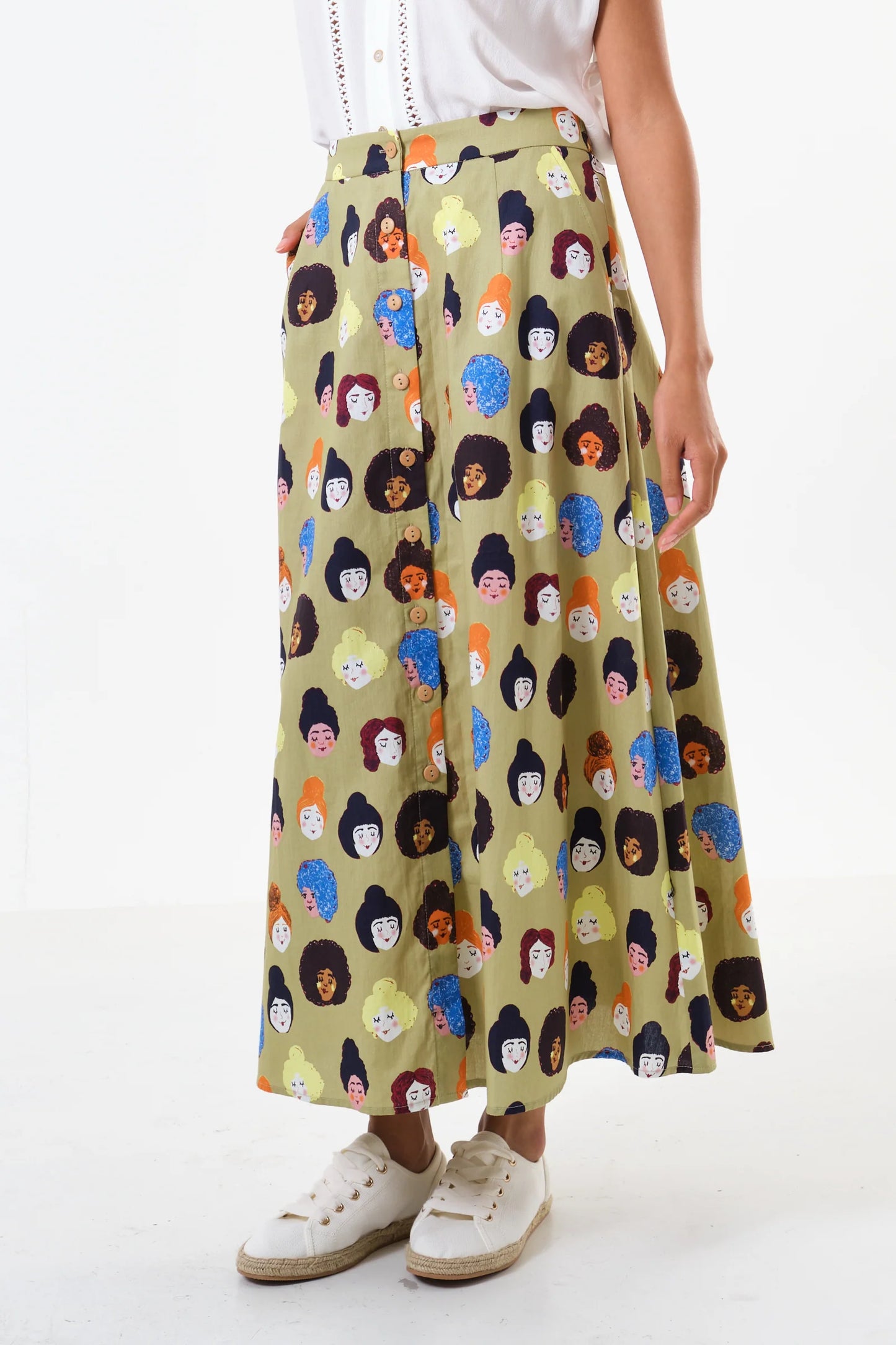 Hestia Besties Print Midi Skirt