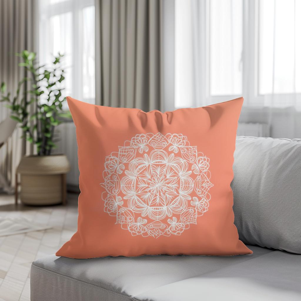 Coral Mandala Cotton Cushion