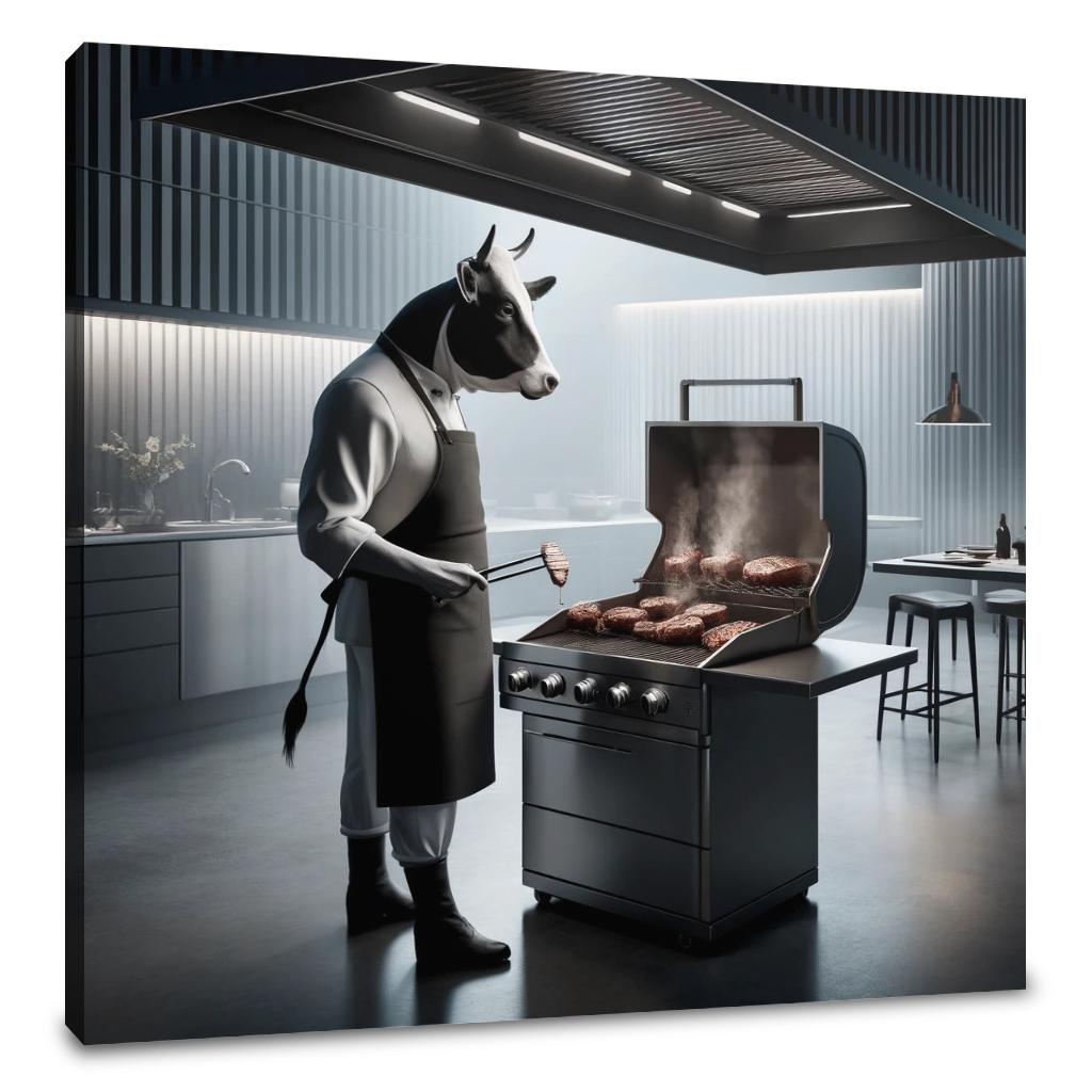 Grill Master Cow Canvas