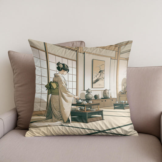 Tranquil Kimono Ceremony Cotton Cushion