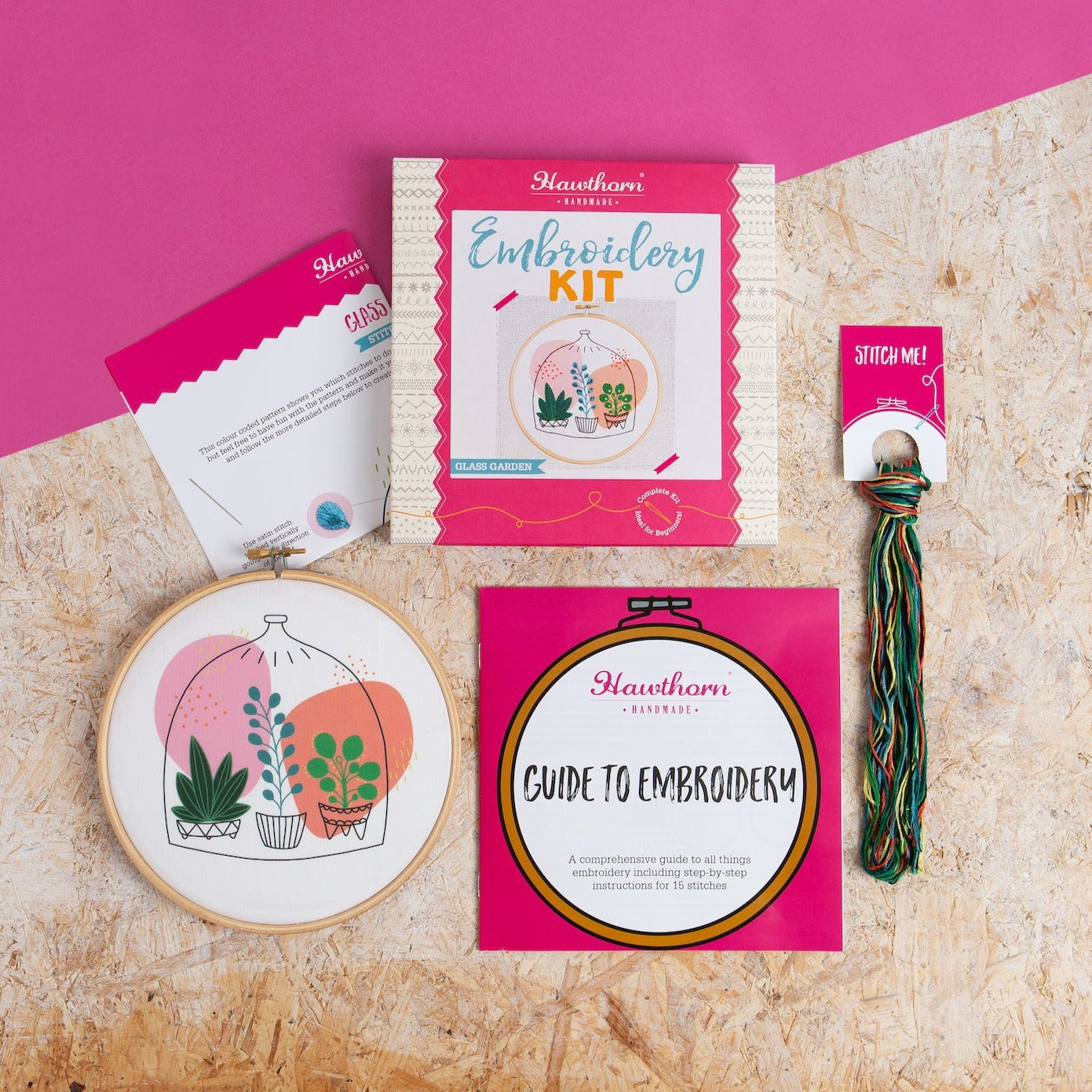 'Glass Garden' Succulents Embroidery Kit for Beginners