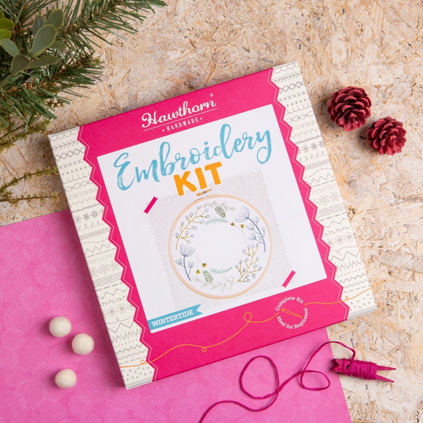 'Wintertide' Festive Wreath Embroidery Kit for Christmas